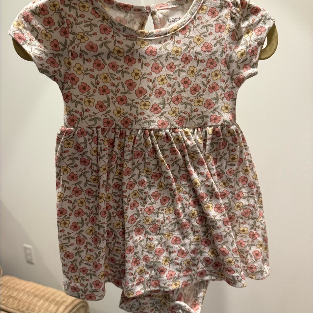 Carter's Pink and Yellow Floral Baby Dress with Bloomers